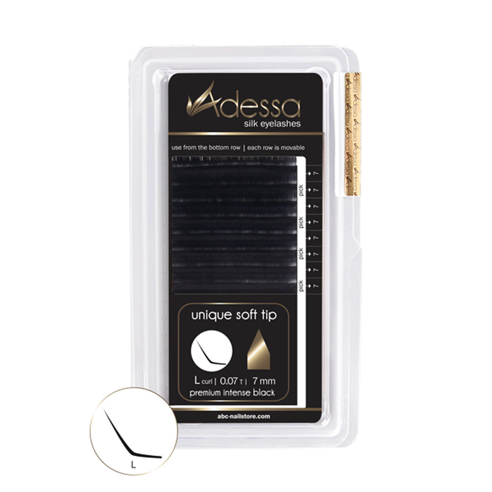 L-Curl, 0,07 / 7mm Adessa Silk Lashes premium intense black