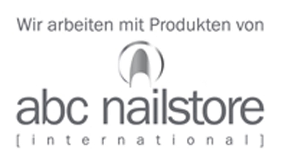 Schaufensteraufkleber abc nailstore logo weiß,  quer 28 x 15 cm inkl. Anleitung