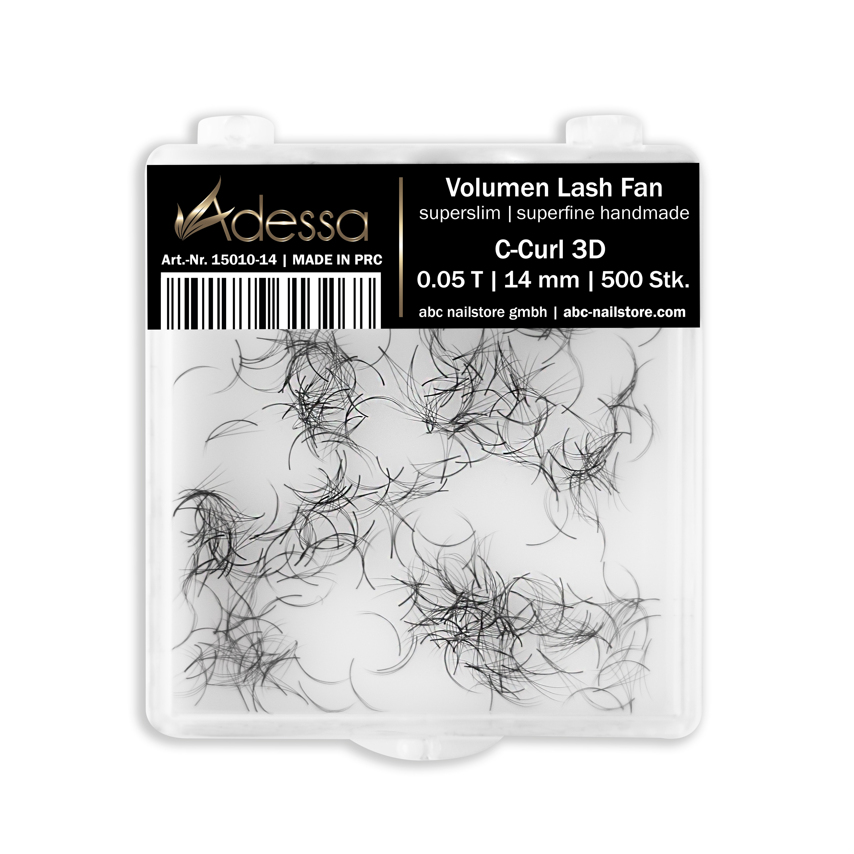 Adessa Volumen Lash Fan, superslim/superfine handmade, C-Curl, 3D, 0.05, 14mm, 500 Stück