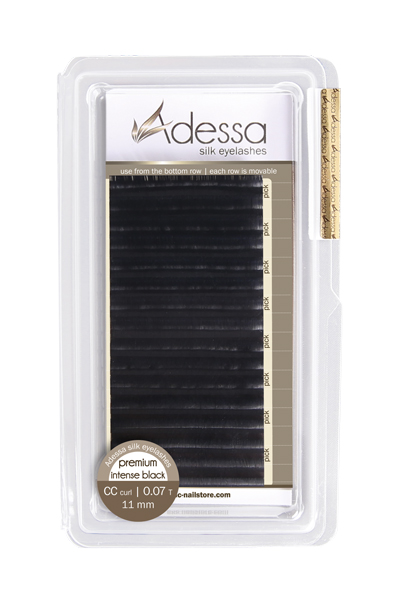 CC curl, 0,07/11mm Adessa Silk Lashes premium intense black, 11mm