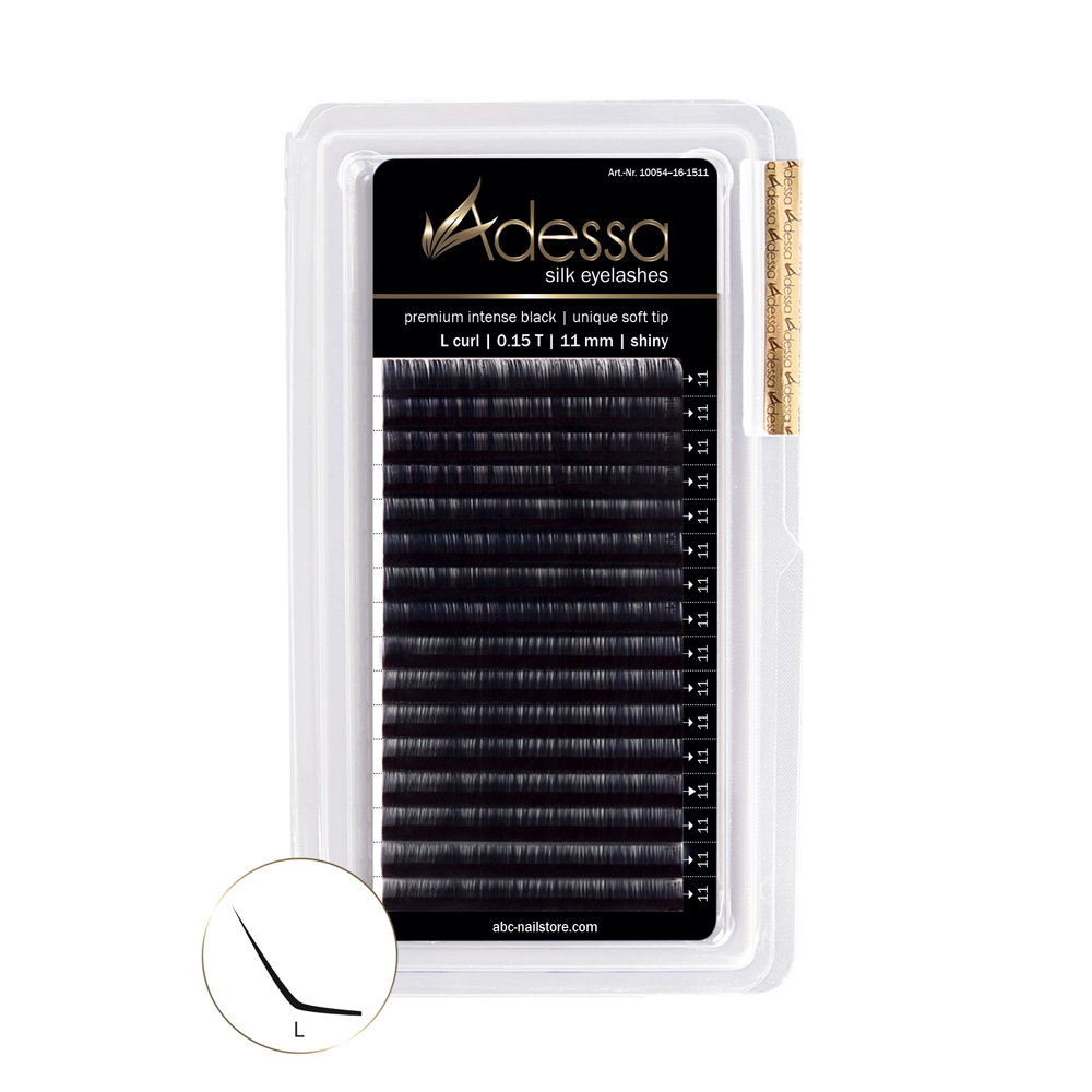 L-Curl, 0,15 / 11mm Adessa Silk Lashes premium intense black