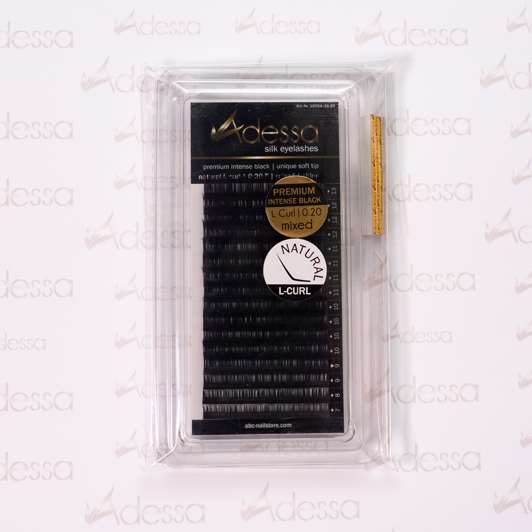 L-Curl, 0,20/7-13mm Adessa Silk Lashes premium intense black