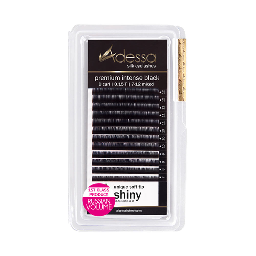 D curl, mixed 0,15 / 7 - 12 mm Adessa Silk Lashes premium intense black