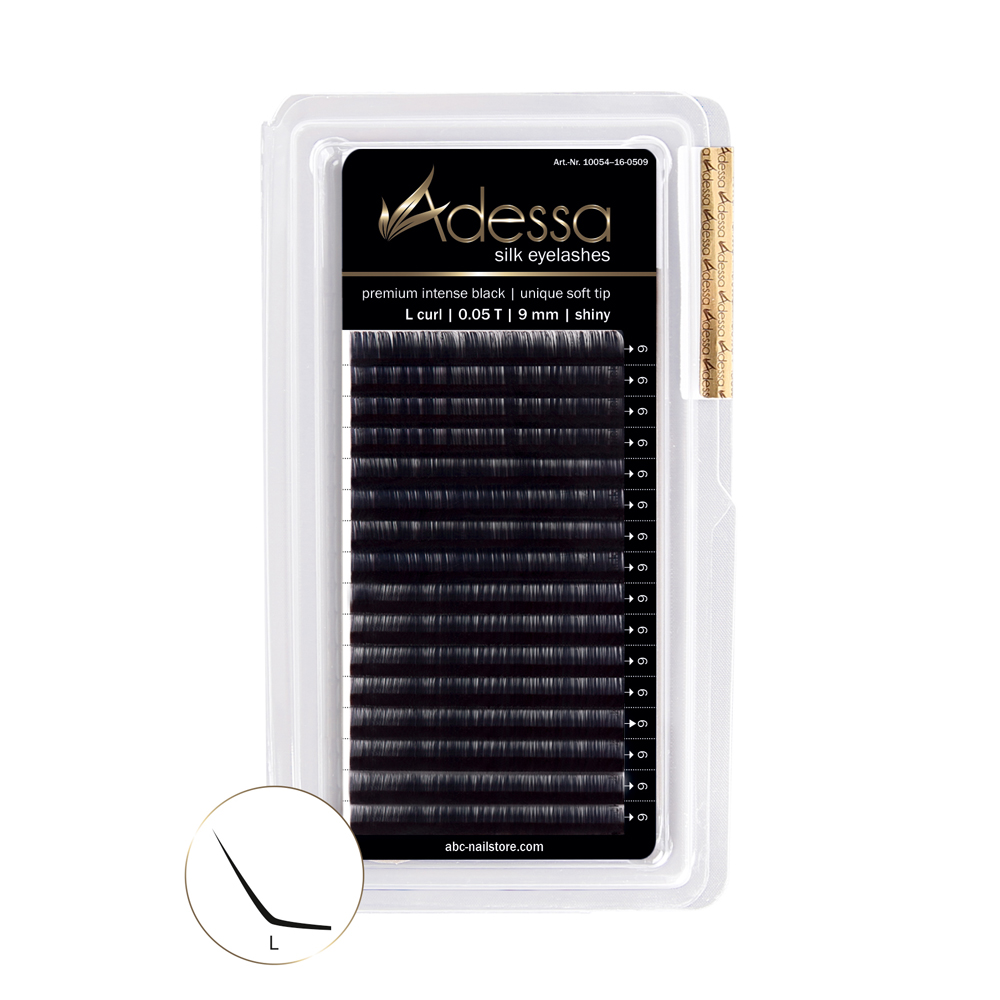 L-Curl, 0,05/9mm Adessa Silk Lashes premium intense black