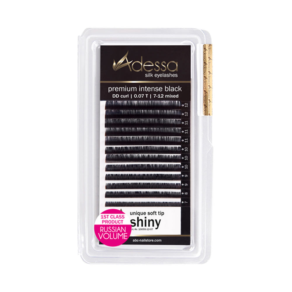 DD curl, 0,07 / mixed 7 - 12 mm Adessa Silk Lashes premium intense black