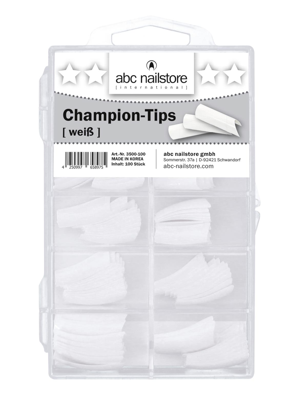 abc nailstore nail tips champion weiß, Tipbox mit 100 Stück