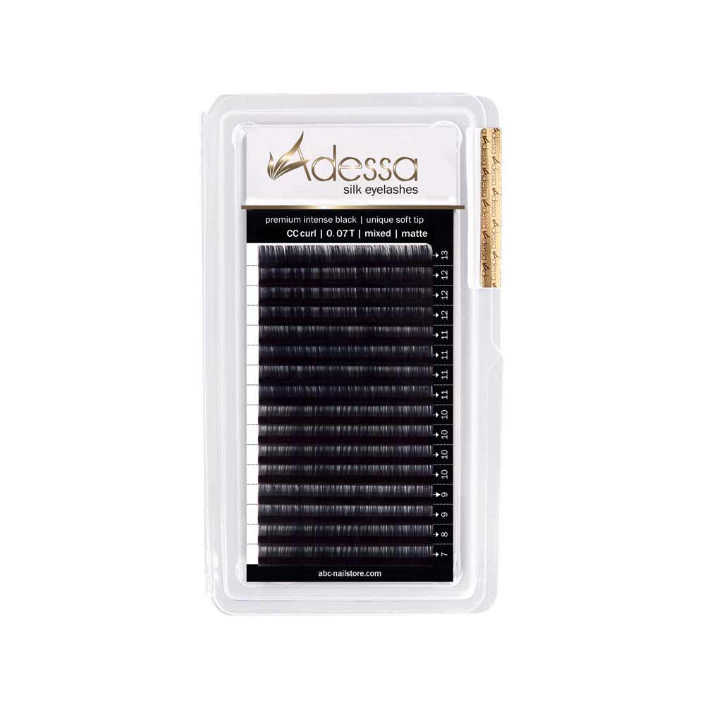 CC curl, 0,07 /  7 - 13mm Adessa Silk Lashes premium intense black matte