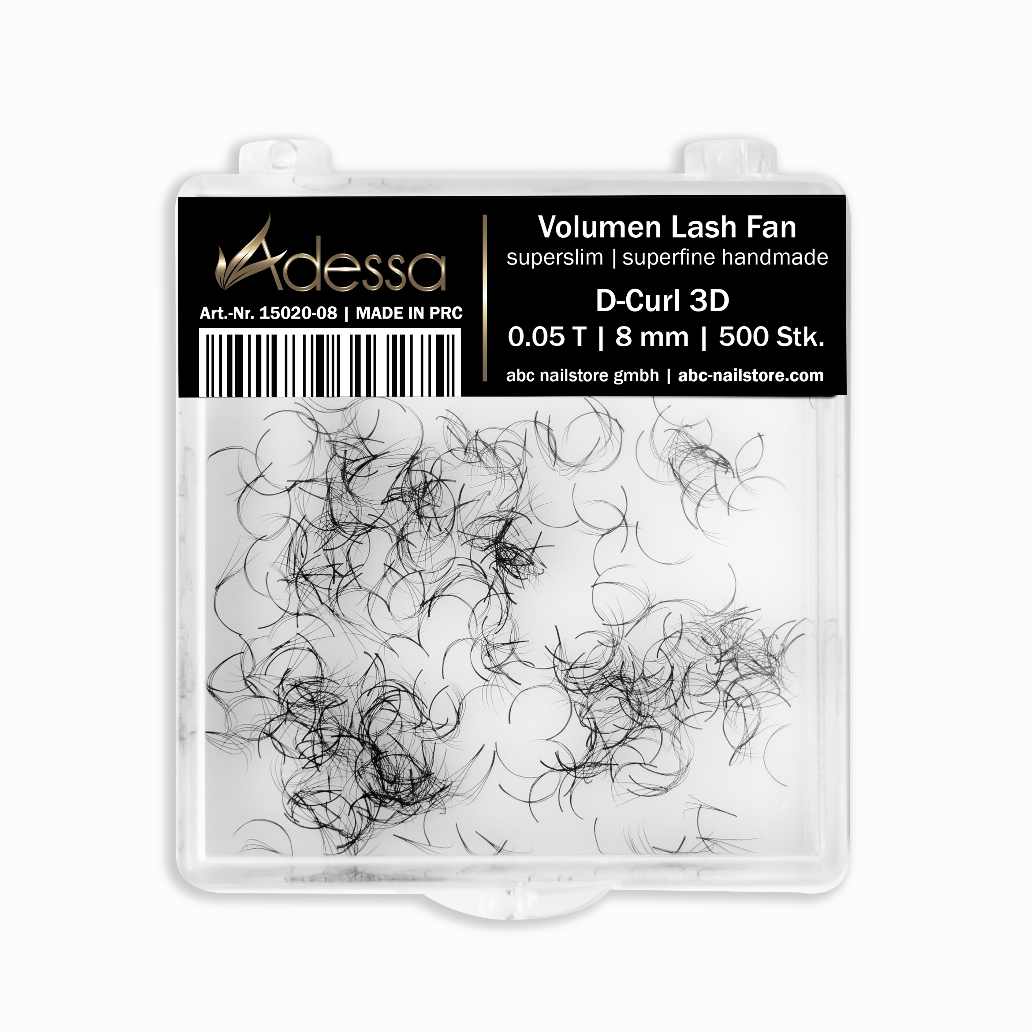 Adessa Volumen Lash Fan, superslim/superfine handmade, D-Curl, 3D, 0.05, 7mm, 500 Stück 