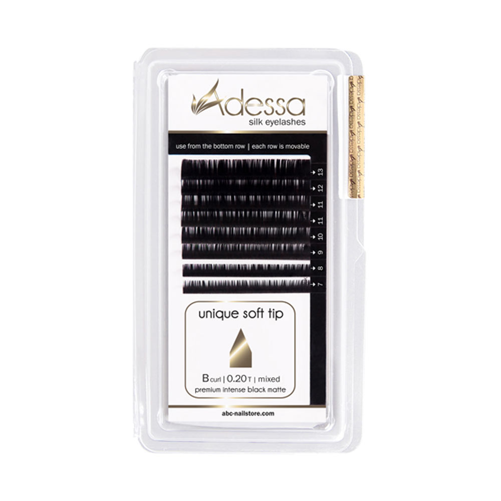 B curl, 0,20 / 7 - 13mm Adessa Silk Lashes premium intense black matte