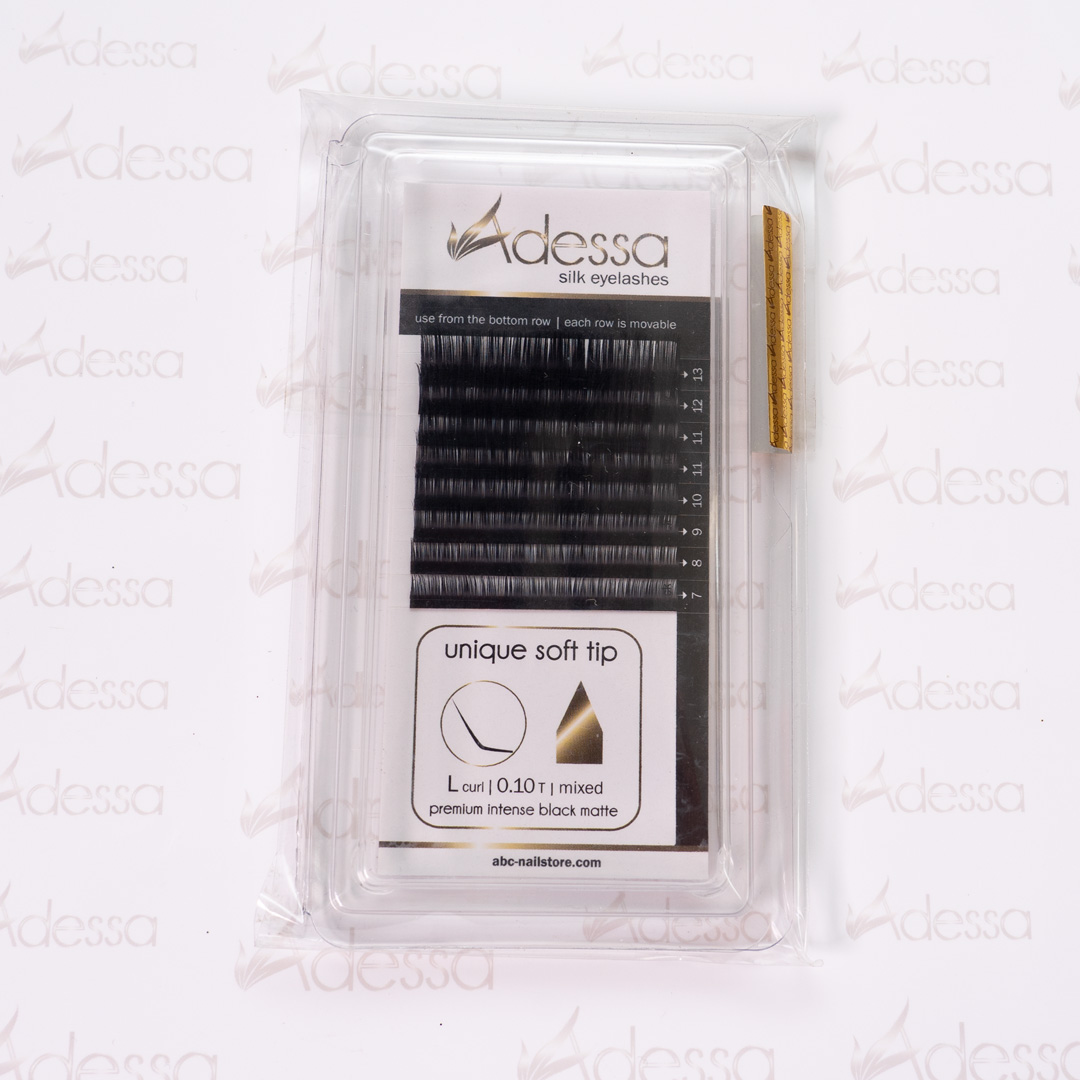 L-Curl, Stärke 0,20, mixed, 7-13mm Adessa Silk Lashes premium intense black matte