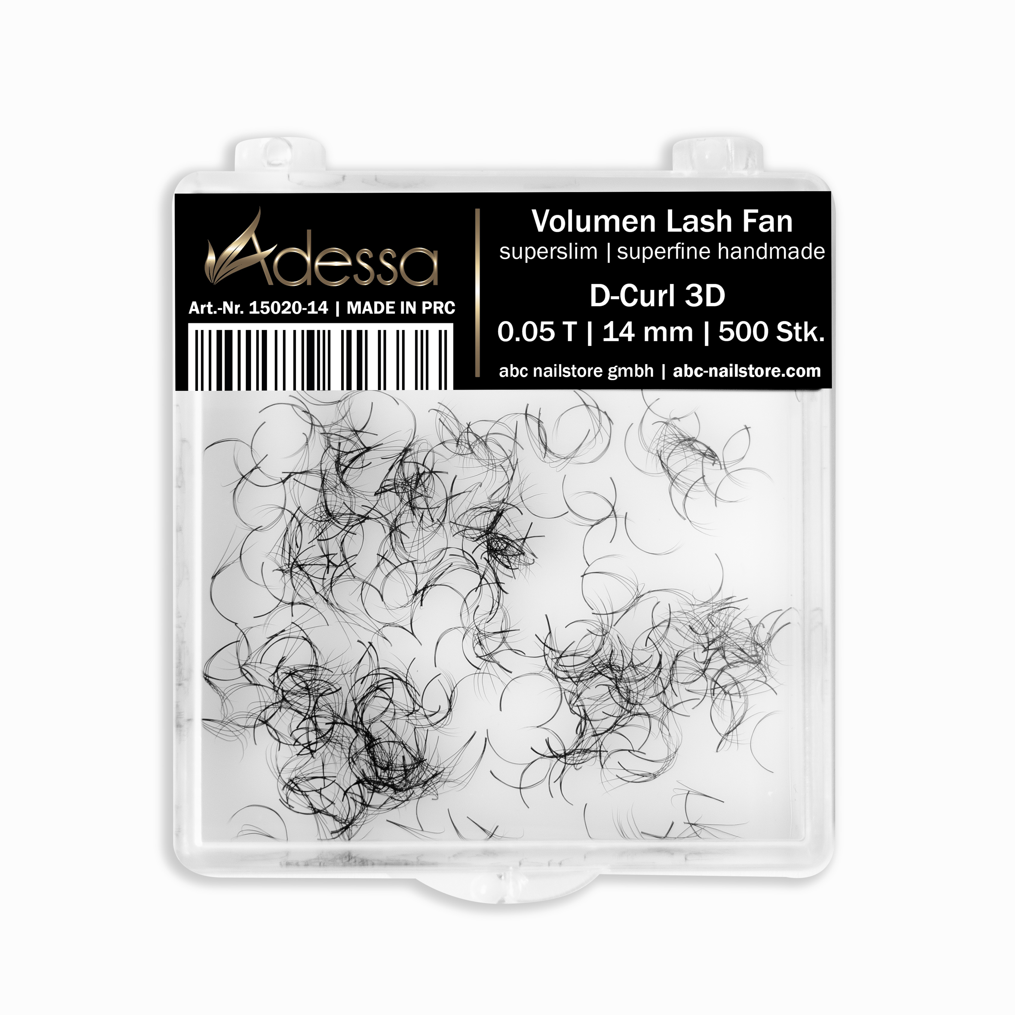 Adessa Volumen Lash Fan, superslim/superfine handmade, D-Curl, 3D, 0.05, 14mm, 500 Stück