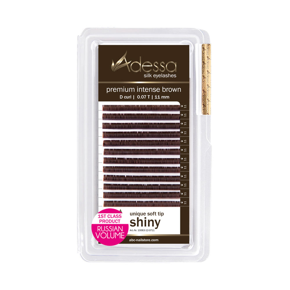 Adessa Silk Lashes premium intense brown shiny tray, D curl, 0,07 / 11mm