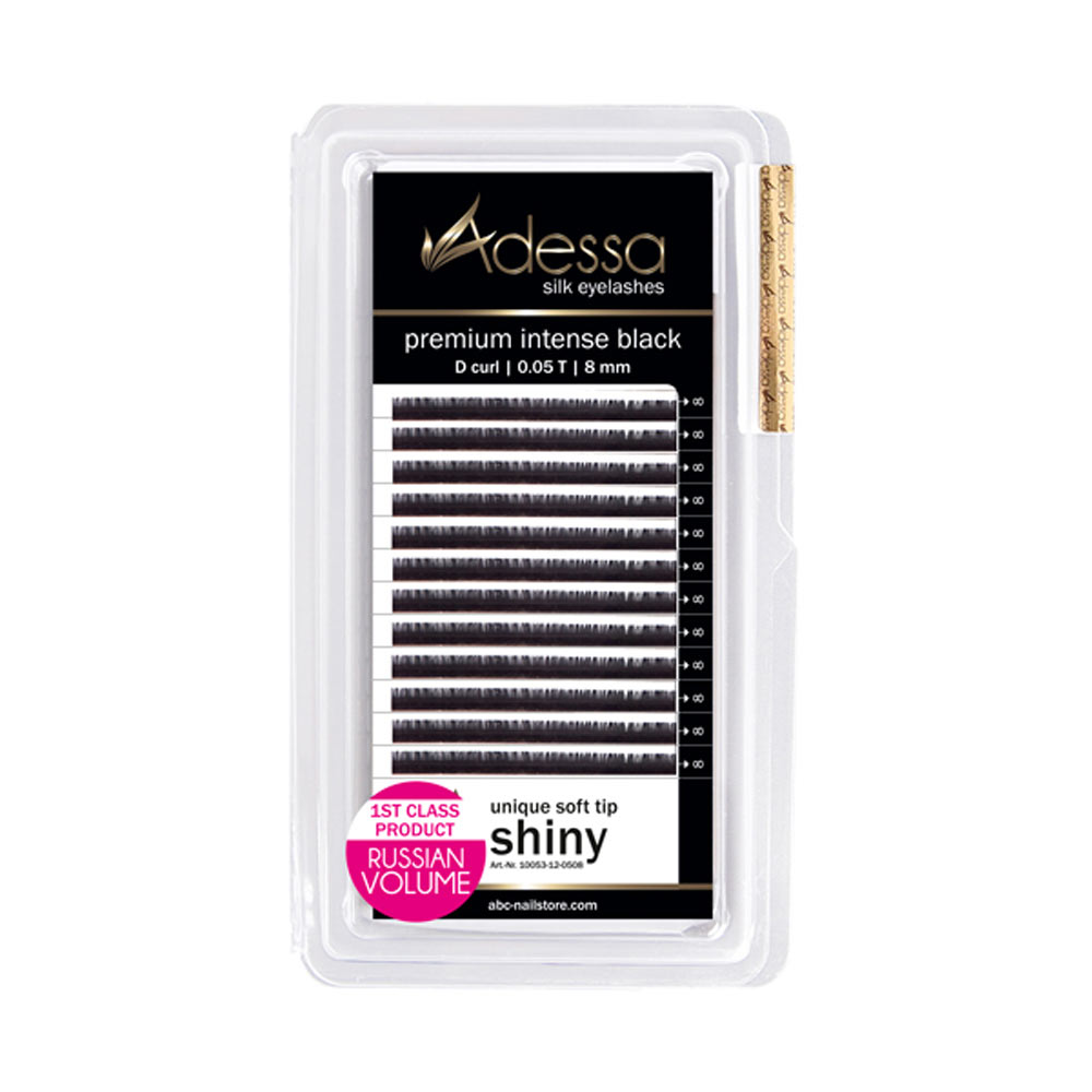 D curl, 0,05 / 8mm Adessa Silk Lashes premium intense black