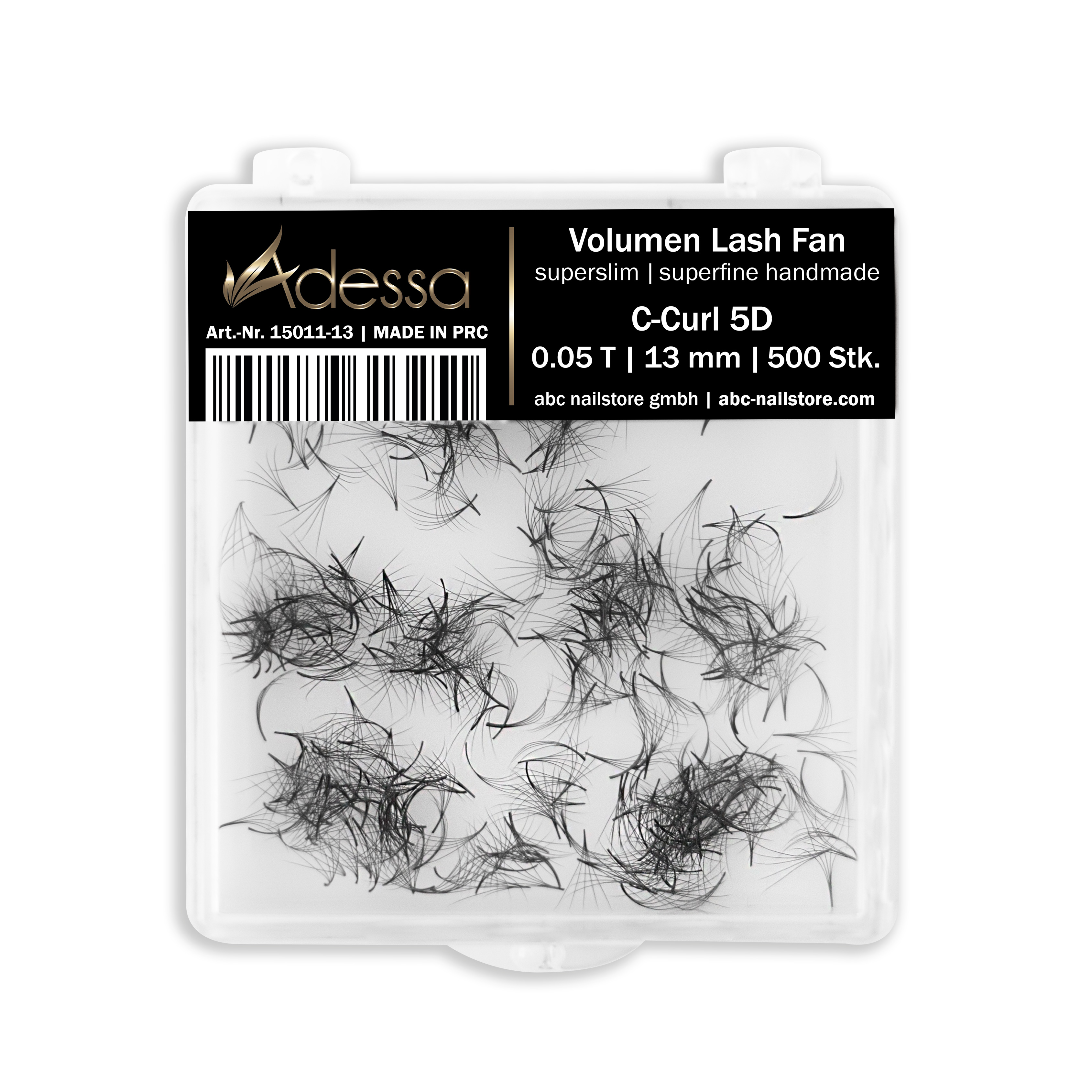 Adessa Volumen Lash Fan, superslim/superfine handmade, C-Curl, 5D, 0.05, 13mm, 500 Stück