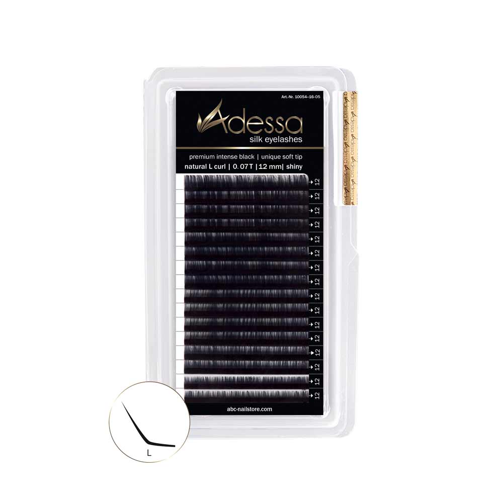 L-Curl, 0,07 / 12mm Adessa Silk Lashes premium intense black