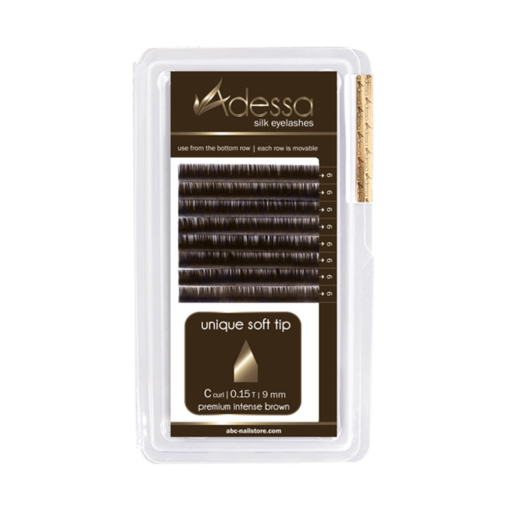 Adessa Silk Lashes premium intense brown shiny tray, C curl, 0,15 / 9mm