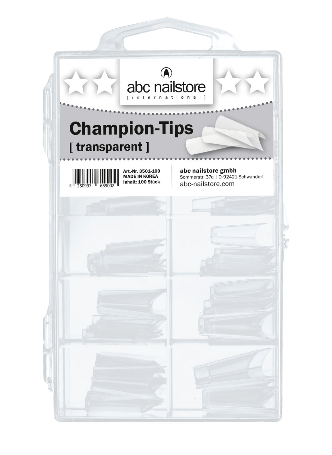 abc nailstore nail tips champion, clear Tipbox mit 100 Stück