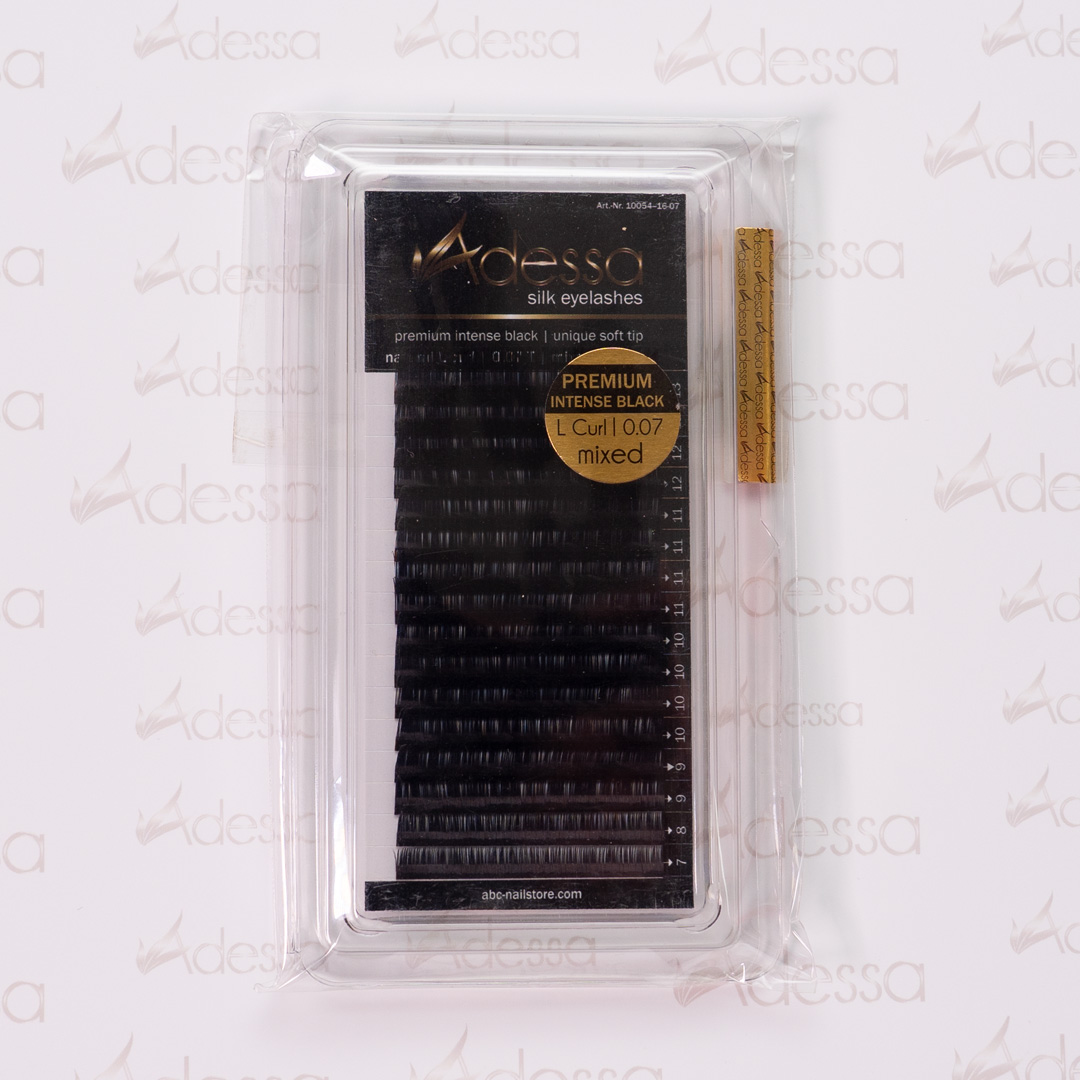 L-Curl, mixed 0,20 / 7-13mm Adessa Silk Lashes premium intense black