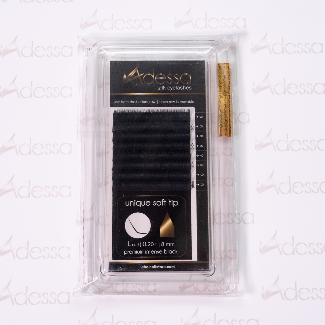 L-Curl, 0,20 / 8mm Adessa Silk Lashes premium intense black
