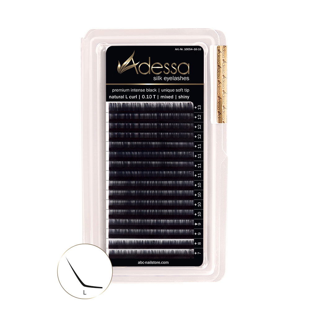 L-Curl, mixed 0,10 / 7-13mm Adessa Silk Lashes premium intense black