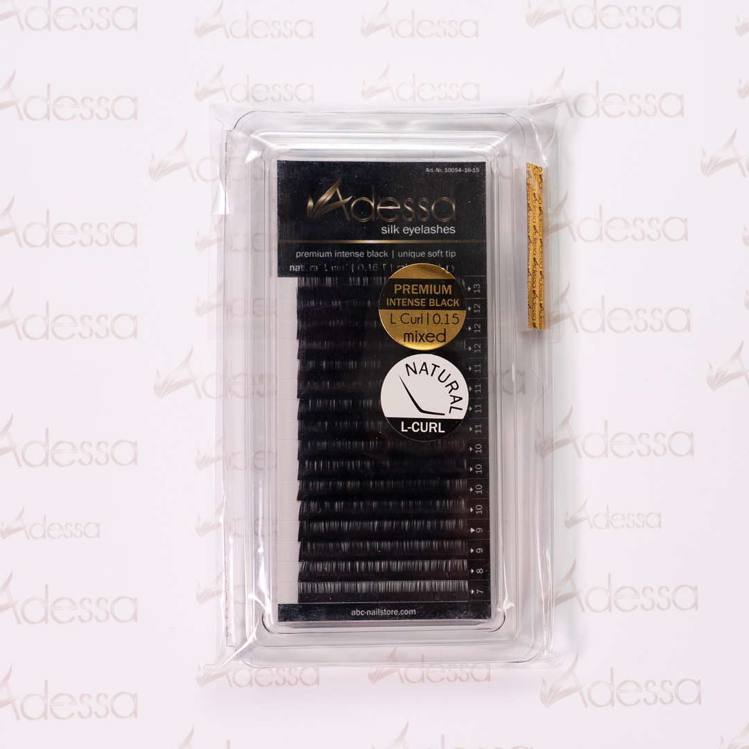 L-Curl, 0,15 / 7-13mm Adessa Silk Lashes premium intense black